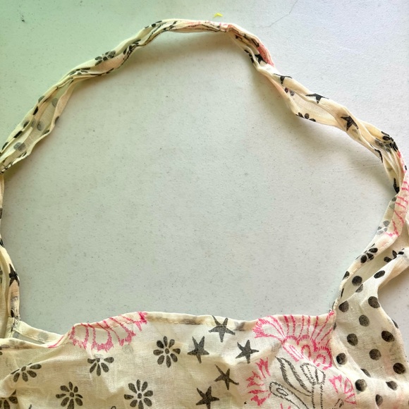 Free People Floral Printed Woven Tote Bag Bundle Orange & Cream 2 Pack - Picture 8 of 9